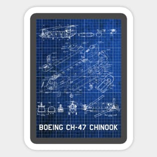 Blueprint of CH 47 Chinook Sticker